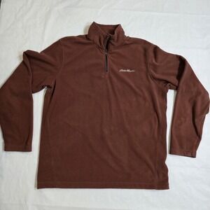 Men's Medium Rust Fleece Pullover 1/4 Zip Gorpcore Cabincore Outdoor Granola Y2K